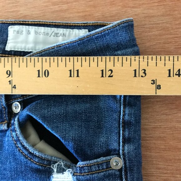 Rag & Bone Skinny Jeans Women 26 Blue Low Rise Distressed Raw Hem Medium Wash - Picture 10 of 13